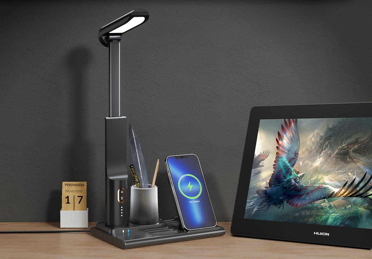 Lampe de bureau Tactile et porte stylo 2 en 1