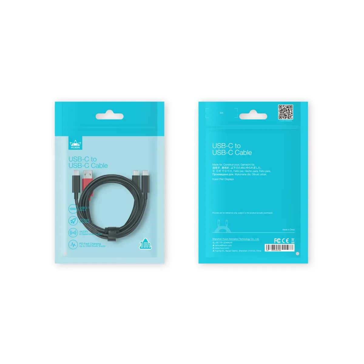 HUION Kamvas 13+ USB-C to USB Cケーブル USB-C to USB-C Cable for Huion Kamvas 13 and Kamvas 22 Series